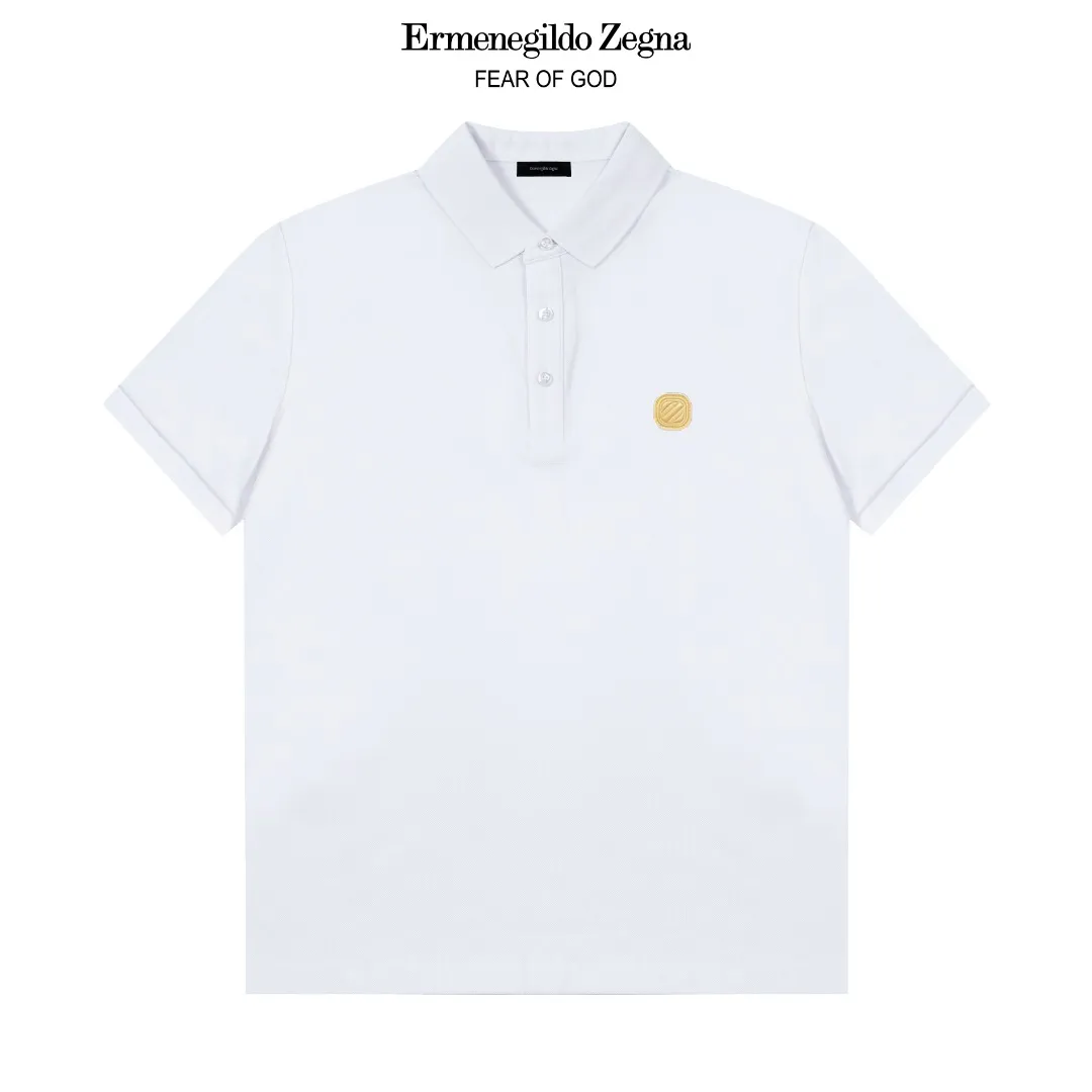 ZEGNA LOGO Polo ， Retro Same Style Versatile : White Black Size：M-3XL